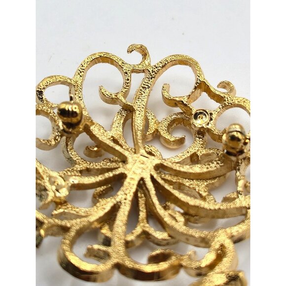 Vintage Marcel Boucher 1750 Brooch Gold Tone Scroll Floral Midcentury Signed - Picture 4 of 5